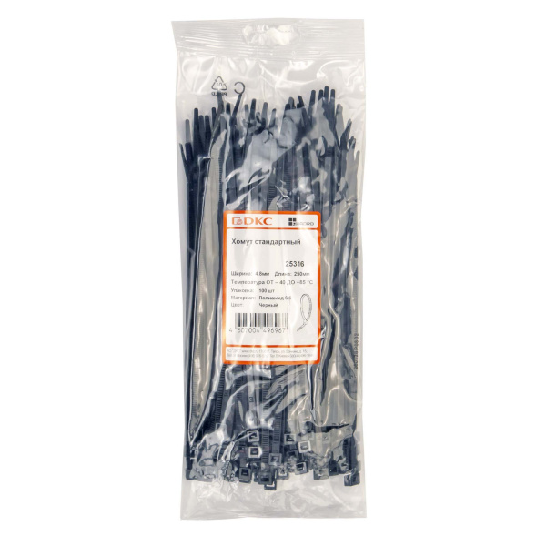 Купить DKC Хомут P6.6 стандартный, черный, 4,8x250  (новый аналог  25316SR)