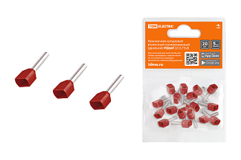 TDM Наконечник штыревой втулочный изолированный (двойной) НШвИ (2) 0,75х8 (20шт) SQ0568-0049