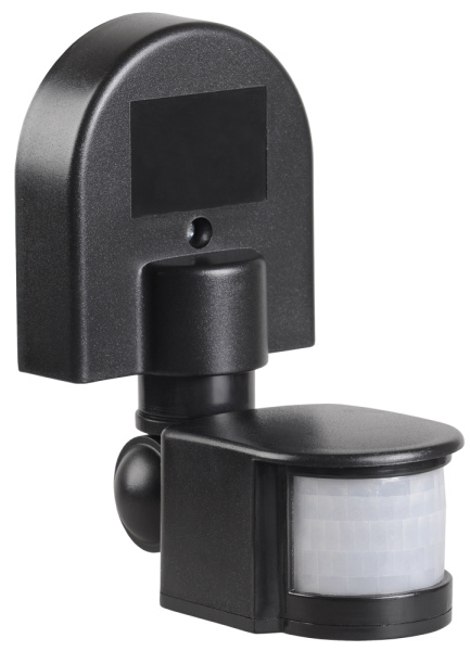 IEK Датчик движения ДД 008 черный, макс. нагрузка 1100Вт, угол обзора 180град., дальность 12м, IP44,