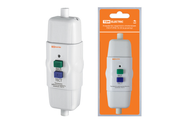 TDM Устройство защитного отключения УЗО-А-IP54-16-30 (адаптер) 16А 30мА IP54 SQ1512-0001