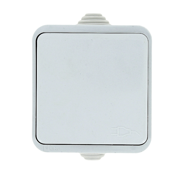 Купить EKF PROxima Прага Розетка 1-местная 16А с заземлением с крышкой IP44 белая