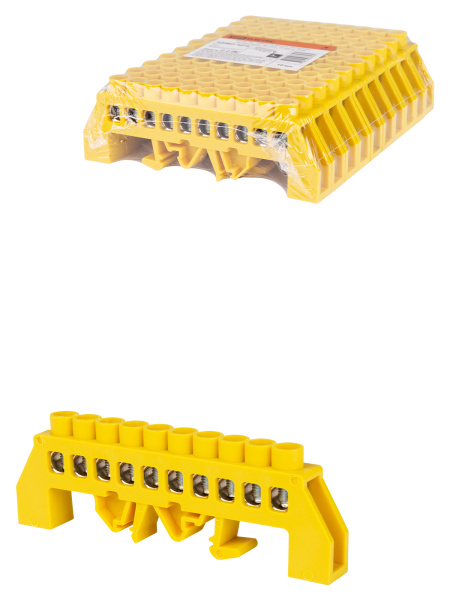 TDM Шина "PE" "земля" в желтом изоляторе на DIN-рейку 8x12мм 10 групп SQ0801-0216