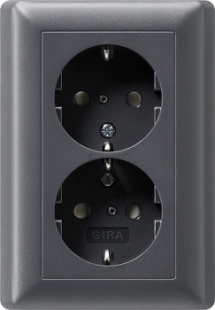 Gira S-55 Антрацит Розетка 2-я с/з с пиктограммой 078328