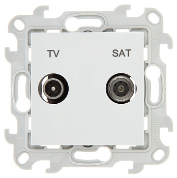 Simon 24 Белая Розетка TV-SAT проходная 2410485-030