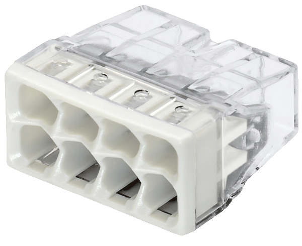 Купить Wago клеммы для одножильных проводников; макс. 2,5 мм²; 8-проводн.; прозрачный корпус; светло-серая крышка 2273-208