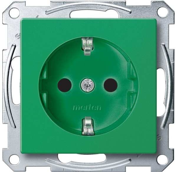 Купить SE Merten SM Зелёная Розетка Schuko для спец. цепей, с защитными шторками, безвинт. зажим MTN2300-0304