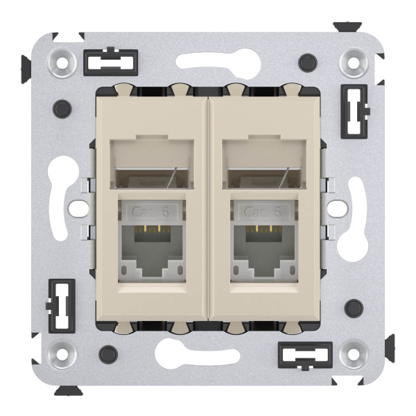 Купить DKC Компьютерная розетка RJ-45 в стену, кат.6 двойная,"Avanti", "Ванильная дымка"
