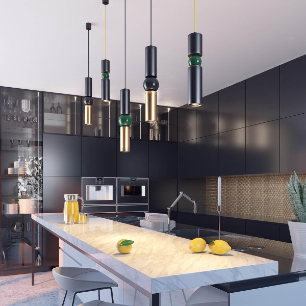 Купить Odeon Light 4075/5L ODL19 17 черный/золото/зеленый Подвес GU10 1*5W SAKRA