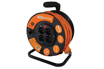 TDM Удлинитель силовой на катушке УКз16-004 (4 места/50м ПВС 3х1,0) SQ1301-0533