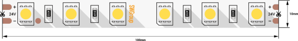 SWG Лента светодиодная стандарт 5050, 60 LED/м, 14,4 Вт/м, 24В , IP20, Цвет: Теплый белый SWG560-24-14.4-WW