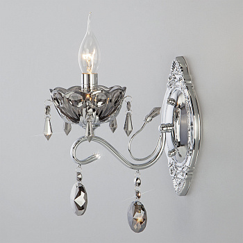 Eurosvet Классическое хрустальное бра 10103/1 хром/дымчатый хрусталь Strotskis a045283