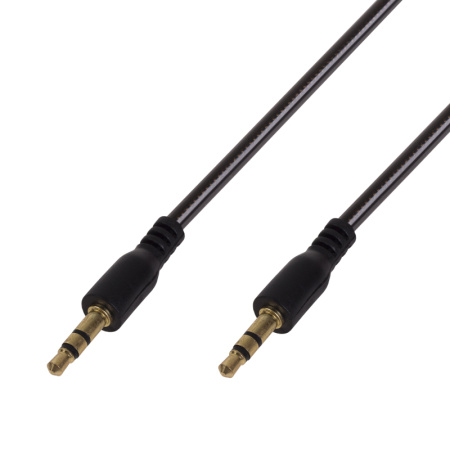 Аудио кабель AUX 3.5 мм гелевый 1M черный Rexant 18-4080