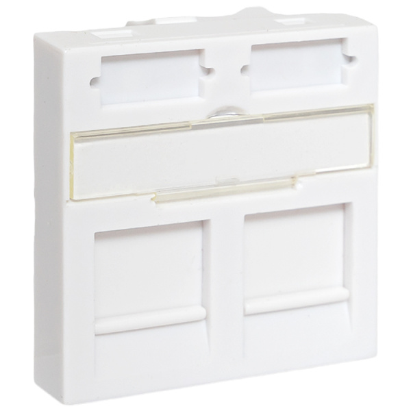 EKF TeraLINK PRO Вставка розеточная TeraLINK PRO 45x45мм формат Mosaic на 2 модуля Keystone со шторками и маркерами белая