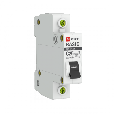 EKF Basic ВА 47-29 Автоматический выключатель  (С) 1P  25А 4,5кА mcb4729-1-25C