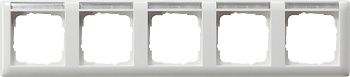 Gira Standard 55 Белый глянцевый Рамка 5-я горизонтальная с полем для надписи 109503