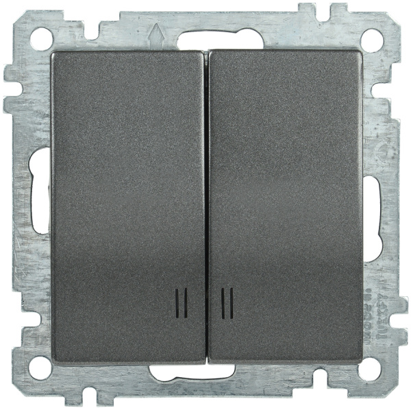 IEK ВС10-2-1-Б Выключатель двуклавишный с индикацией 10А BOLERO антрацит EVB21-K95-10