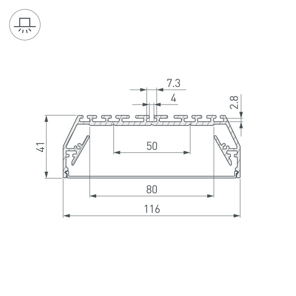 Купить Arlight Профиль с экраном ALU-POWER-116-2000 ANOD+FROST (Алюминий) 021941