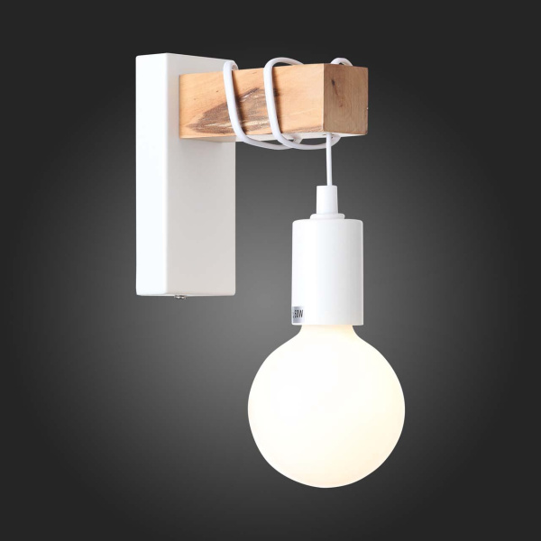 Купить Evoluce SL1142.501.01 Светильник настенный Белый, Светлое дерево E27 1*60W