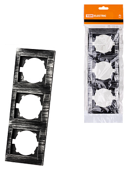 TDM Рамка 3-х постовая вертикальная старинное серебро "Лама" SQ1815-0684