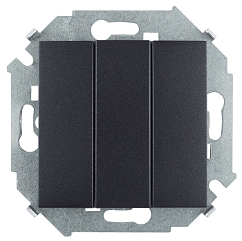 Simon 15 Графит Выключатель 3-клавишный, 10А, 250В, винт. зажим 1591391-038