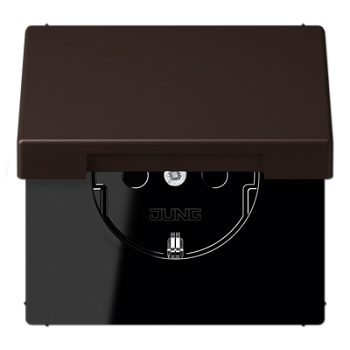 JUNG LS 990 Terre d‘ombre brulee 59(4320J) Розетка с/з с защитными шторками с крышкой безвинт. зажим LC1520KIKL4320J