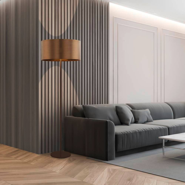 Купить Eglo 39358 Торшер SAGANTO 1, 1x60W(E27), сталь, коричневый/пластик, коричневый, медный