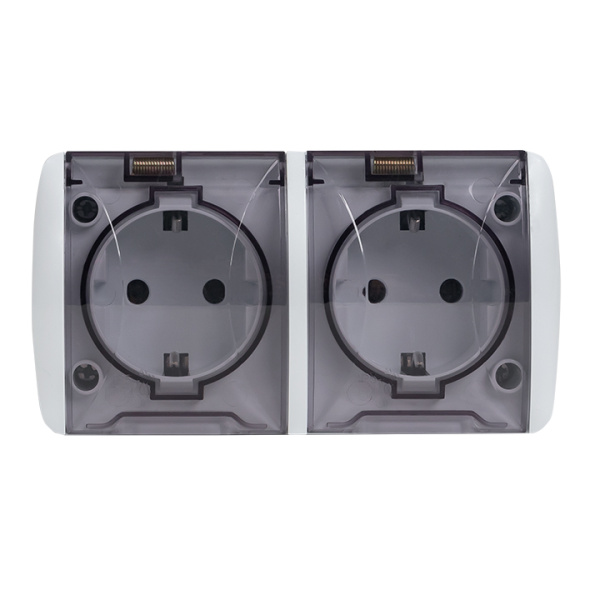 Купить EKF PROxima Владивосток Розетка 2-местная 16А с заземлением с прозрачной крышкой IP54