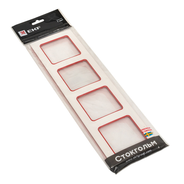 Купить EKF PROxima Стокгольм Белый Линия красная Рамка 4-ая