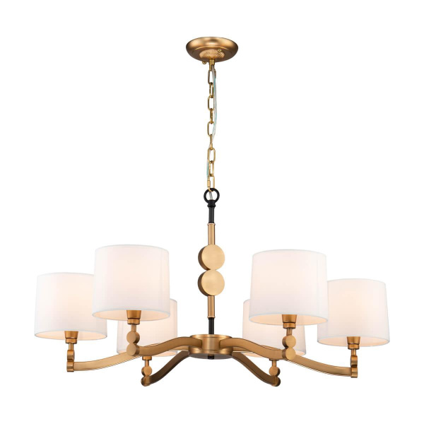 Favourite 2624-6P подвесная люстра Каркас цвета латунь, плафоны из белого шелка