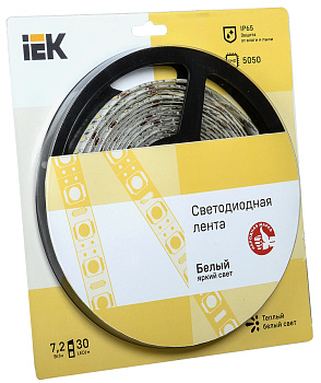 IEK Лента LED 5м блистер LSR-5050WW30-7,2-IP65-12V