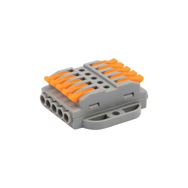 Клемма СМК проходная 5 полюсов, с монтажной площадкой (0,08-4 мм²), серая (блистер 4 шт./уп.) Rexant 07-6265-4