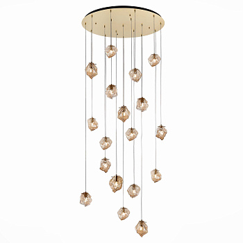 ST LUCE  SL1175.303.18 Светильник подвесной латунь/янтарный E14 18*40W