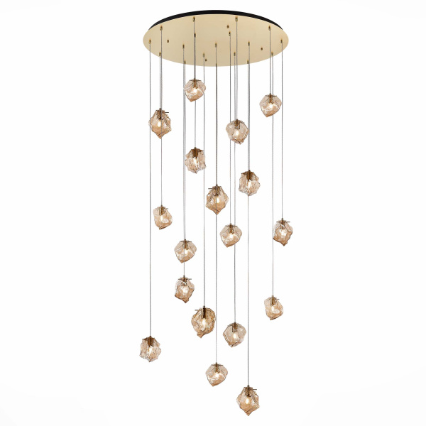 ST LUCE  SL1175.303.18 Светильник подвесной латунь/янтарный E14 18*40W