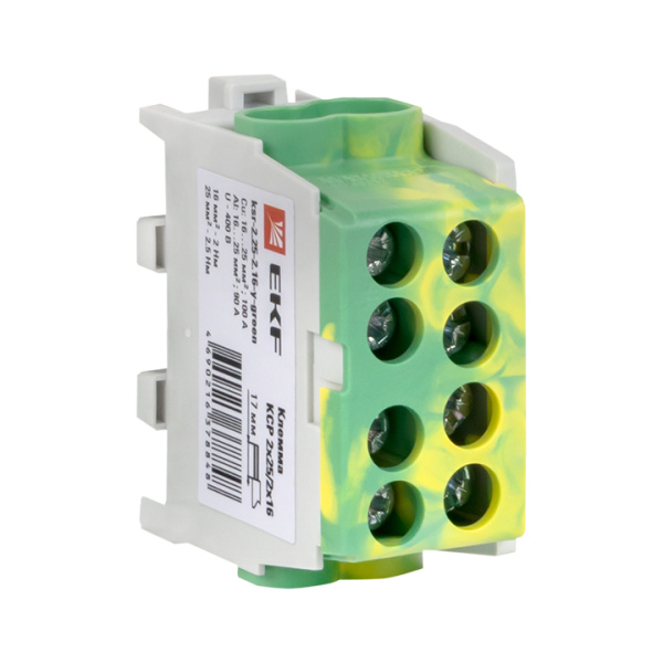 EKF PROxima Клемма распределительная КСР с двойным винтом 2x25/2x16 желто-зеленая