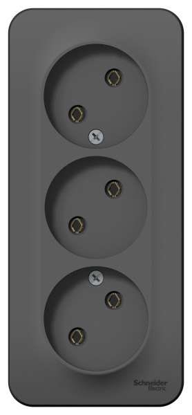 Купить Systeme Electric Blanca наруж Антрацит Розетка 3-ая б/з без шторок 16А, 250В, изолир. пластина