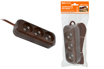 TDM Удлинитель бытовой У3 3 гнезда, 3метра,2П б/з, ПВС 2х0,75мм2 "Эко" (бук) 10А/250В SQ1303-3201