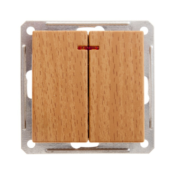 Купить SE Wessen 59 Бук Выключатель 2-клавишный с подсветкой 16А (сх.5) VS516-251-8-86