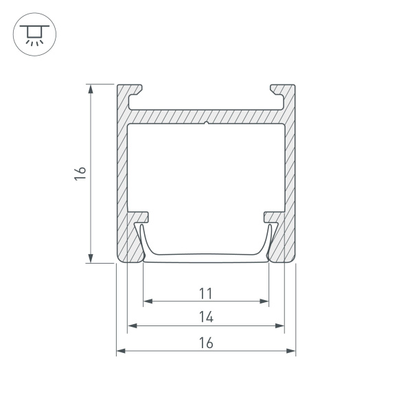 Купить Arlight Профиль PDS-H16-2000 ANOD (Алюминий) 023858