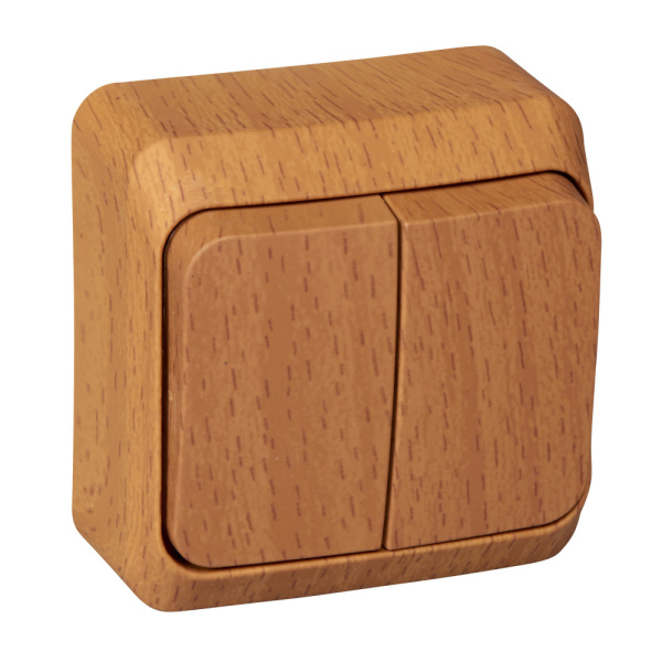 Systeme Electric Этюд наруж Дача Темный бук Выключатель 2-клавишный (сх. 5)