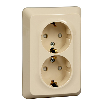 Systeme Electric Этюд Крем Розетка 2-ая с/з со шторками 16А 250B