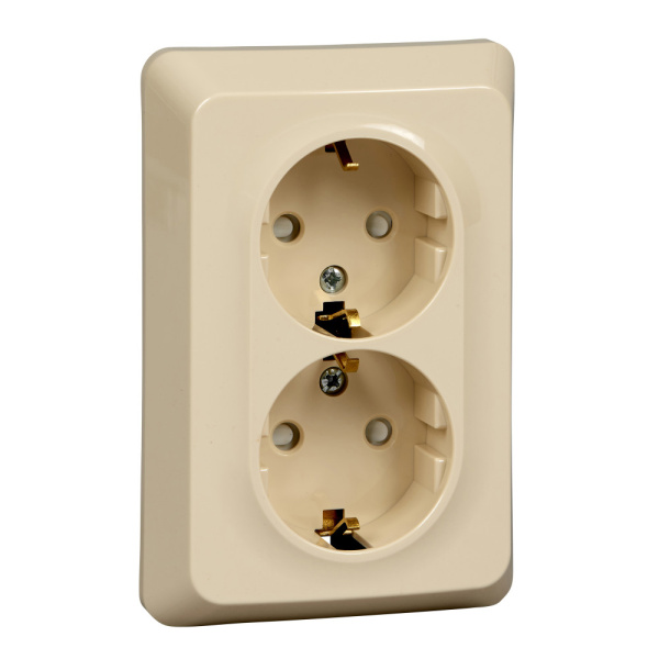 Systeme Electric Этюд Крем Розетка 2-ая с/з со шторками 16А 250B