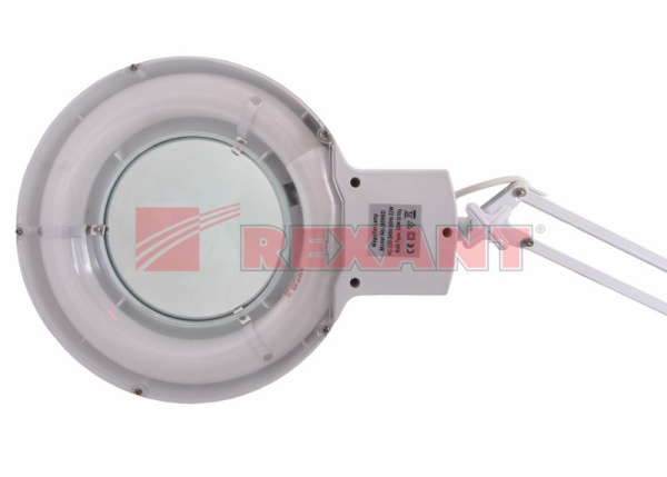 Купить Лупа на струбцине круглая 5D с подсветкой, белая Rexant 31-0011