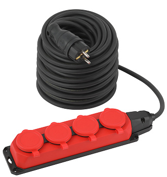 ЭРА Удлинитель силовой ЭРА UK-4e-3x1,5-40m-IP44(KG) с заземлением 4 розетки каучук 40м КГ 3х1,5мм2 IP44