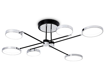 Ambrella Светильник светодиодный потолочный с пультом FL5155/6 BK/CH черный/хром 84W 3000K/4200K/6400K 1100*1000*265 (ПДУ ИК)