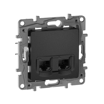 Legrand Etika Антрацит Розетка компьютерная 2-ая RJ45, кат.5е UTP 672655