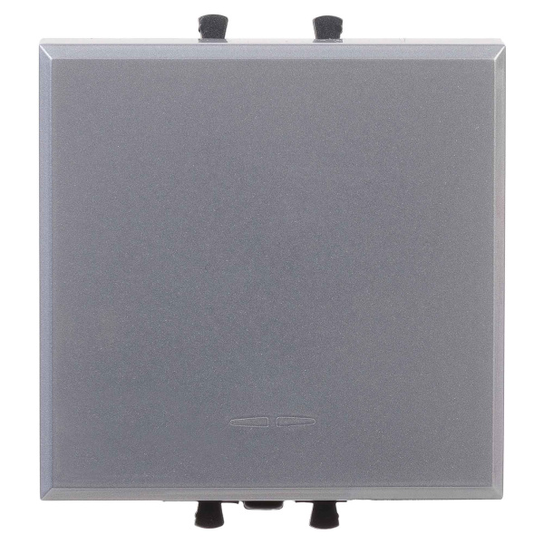 DKC Переключатель одноклавишный модульный, "Avanti", "Закаленная сталь", 2модуля