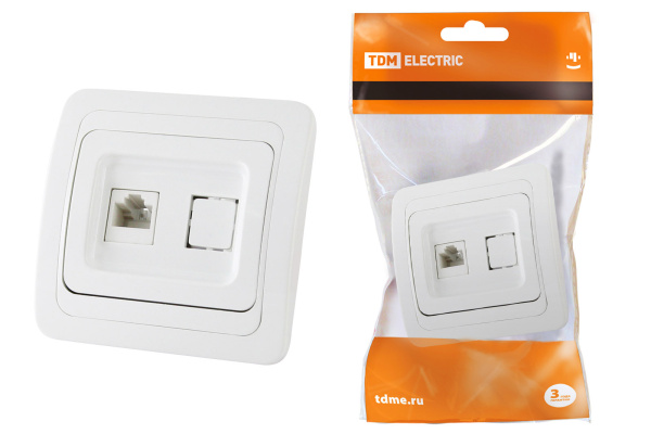 TDM Розетка компьютерная RJ-45 белая "Валдай" SQ1804-0013