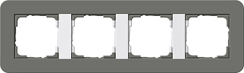 Gira E3 Темно-серый//Белый глянцевый Рамка 4-ая 0214413