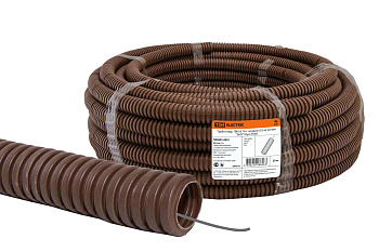 TDM Труба гофрированная ПВХ d 16 с зондом (25 м) легкая "ЭКО" (бук) SQ0401-0041