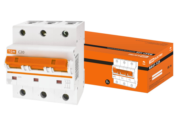 TDM Авт. выкл. ВА47-125 3Р 20А 15кА  х-ка С SQ0208-0075